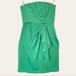 BCBG Maxazria Strapless Silk Green Dress Womens size 4